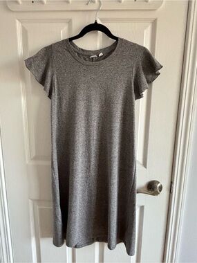 GAP Heather Gray Flutter Sleeve Mini Dress